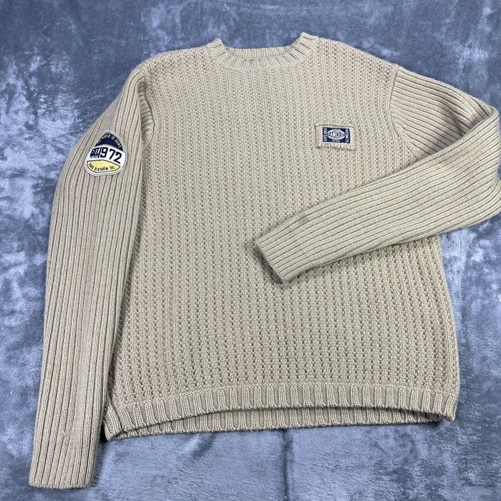VTG Ecko Unltd Sweater Mens L Wool Chunky Knit Woven Patch 90s Y2K Hong Kong